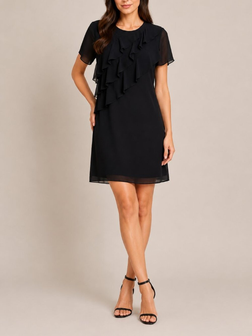 Banana Republic Black Ruffle Sheath Cocktail Office Dress Petite Size 0